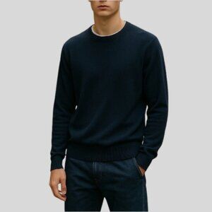 J. Crew Cotton Crewneck Sweater in Garter Stitch Black Size MT NWOT, Preppy
